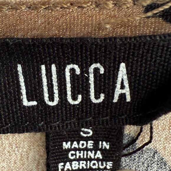 Lucca Leopard Print Satin Blouse Long Sleeve Top Women Sz Small Brown Black NWOT - Picture 8 of 10